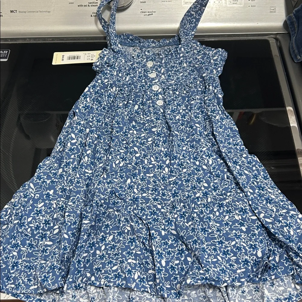 Girls size 4 casual prairie flower print dress tank sleeves new nwt